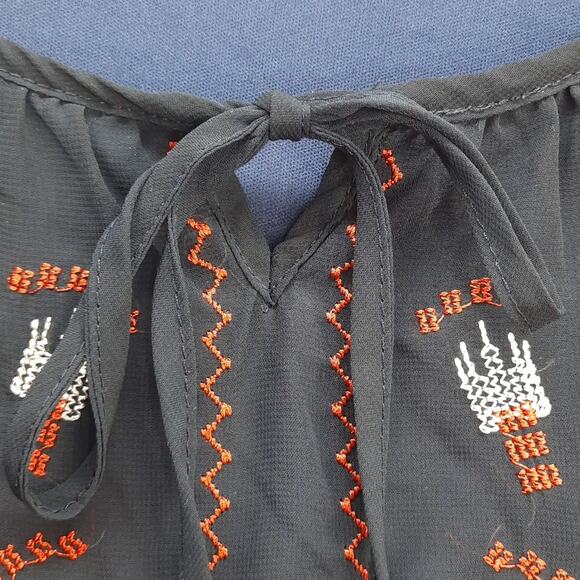 Ruby Rox Peasant Dress Womens Medium Navy Blue Embroidered Boho‎ Feminine - Picture 8 of 12